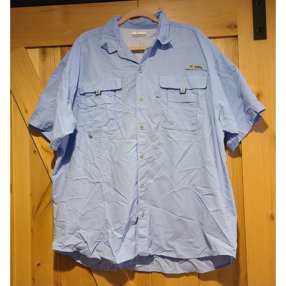 Columbia PFG Mens Size XL Button Down Shirt Blue Omni-Shade Vented Fishing - Picture 1 of 12